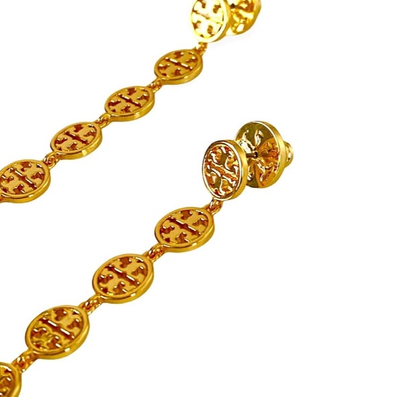 Authentic NEW Tory Burch Linear Logo Drop Earrings - Picture 2 of 4